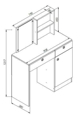 Penteadeira Camarim 1 Porta Estrela A05 Branco - Mpozenato