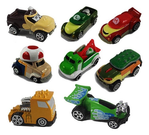 Set 8 Carritos Super Mario Kart