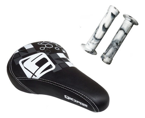 Kit Bike Gios Selim Gl-1109 + Manopla Gi-075h Bmx Freeride. Cor Branco