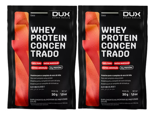 2x Sache Whey Protein Concentrado Dux Coco 30g