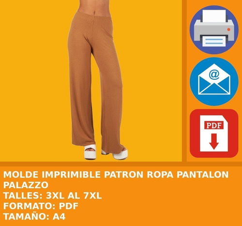 Molde Imprimible Patron Ropa Pantalon Palazzo Promo 2x1