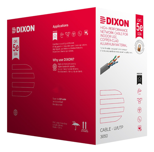 Cable Utp Marca Dixon 3050 305mts Cca Cat5e 4p X 24awg