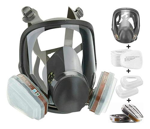 6800 Mascara Gas Full Face Incluir Filtros Respiración Antigas Diseño De Silicona Ideal Para Trabajos Agrícolas, Pintura, Gases Orgánicos, Etc.