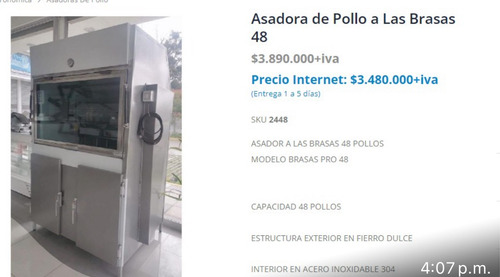Asadora De Pollo A Carbón 48 Uni. (Usado)