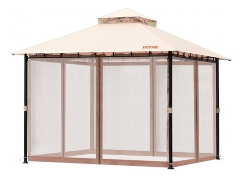 Gazebo De Patio Para 6-8 Personas 10x10 Pies Con Mosquitero Caqui