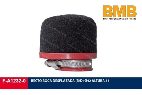 Filtro Aire Recto 42 * 55 Bmb Goma Espuma Boca Desplazada Co