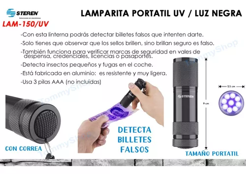 Linterna Uv Lampara Luz Negra Ultravioleta Billetes Falsos