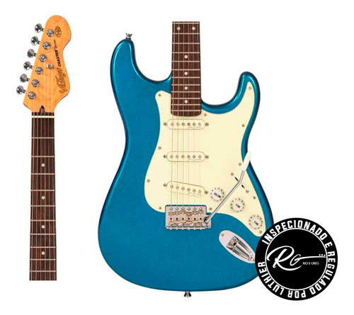 Guitarra Vintage Strato V60 Coaster Series Candy Apple Blue