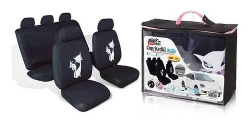 Set Funda Cubre Asiento Diseño Gato 11pcs Auto Universal Cat