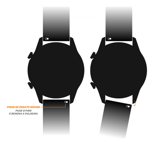 Pulseira Para Microwear L9 Em Couro Com Silicone 22mm