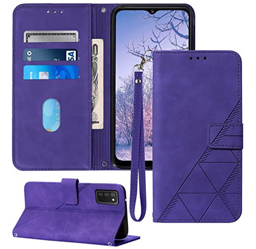 Funda Cartera Para Galaxy A03s Case Morado Tpu Interior P-02