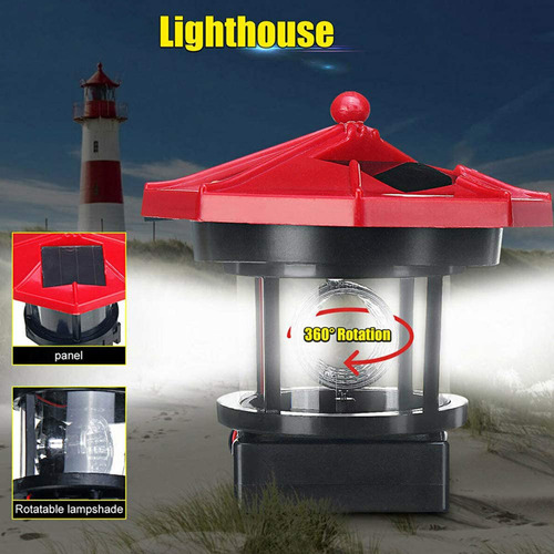 Faro Giratorio Solar Led Decorativo Para Exteriores