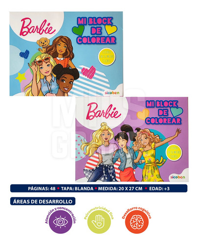 Set 2 Blocks Para Colorear + Stickers De Tu Barbie Favorita