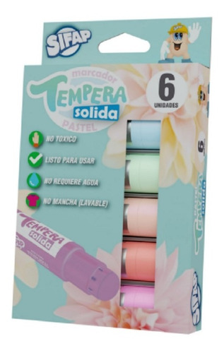 Imagen 1 de 2 de Marcador Tempera Sólida Pastel X 6 Sifap