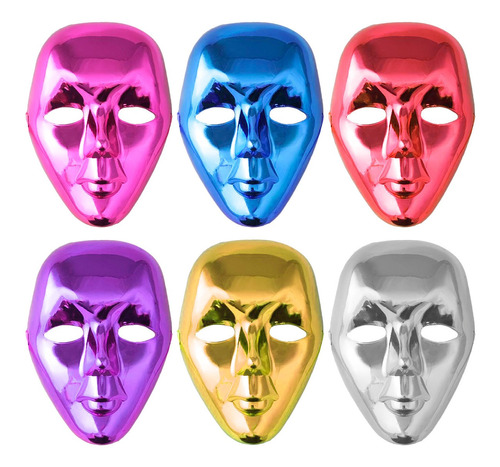 5 Mascaras Metalicas Varios Colores Plastico Antifaz Fiesta