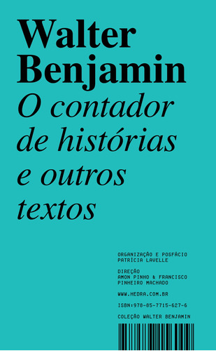 O Contador de Histórias: e outros textos, de Benjamin, Walter. Série Coleção Walter Benjamin (1), vol. 1. EdLab Press Editora Eirele, capa mole em português, 2020