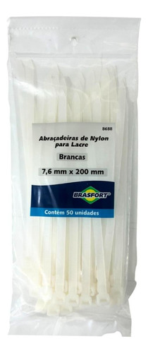 Abracadeira Nylon Brasfort Branca 7,6x200 50 Pecas 8688