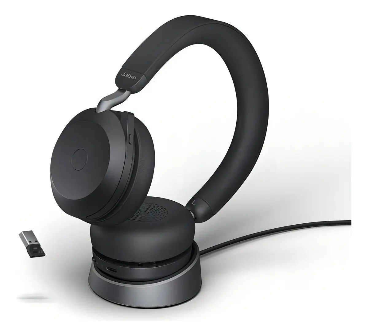 Fone Ouvido Jabra Evolve2 75 Ms Usb C+ Adap Usb A Carregador Preto
