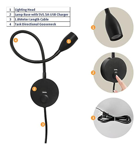 Crisetek Interruptor Táctil Luz Led De Lectura Regulable Con