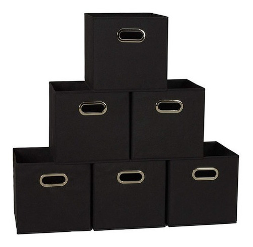 Household Organizadores Set6 Cubos Almacenamiento Ropa Negro