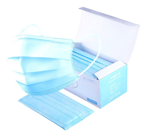 Tapaboca Con Elástico Celeste O Blanco ¡ Caja X 50 Unidades!