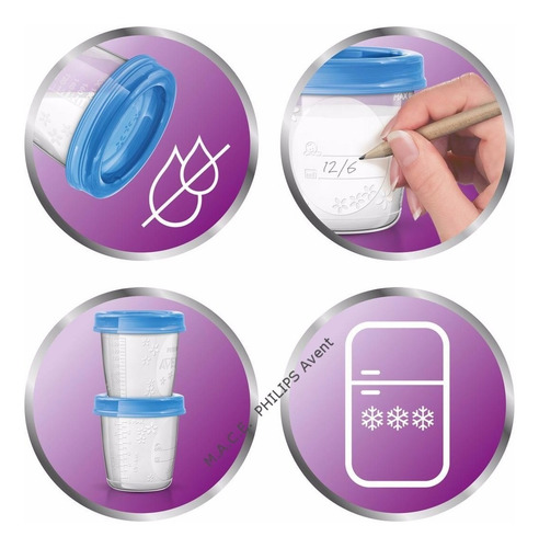 Vasos Contenedores De Leche 180ml Avent Philips Mundo Manias