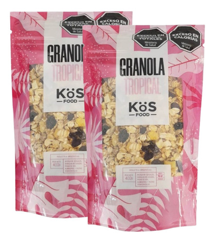 Granola Tropical Kos Food Frutos Secos Saludable 400g X2