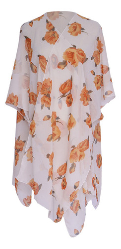 Señora Mujer Playa Cubrir Kimono Cardigan Gasa Floral Playa