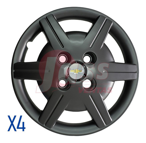 Imagen 1 de 2 de Juego X 4 Tazas Rodado 13 Chevrolet Corsa Negro Pulgada Auto