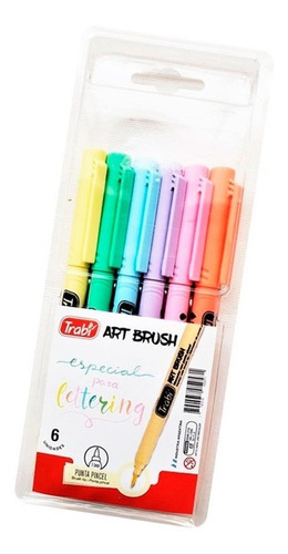 Marcador Trabi Art Brush Pastel X 6 Colores Ideal Lettering