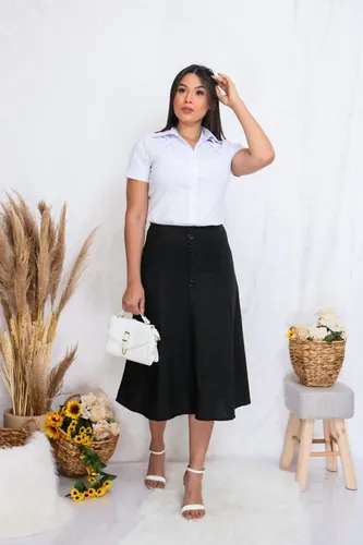 Saia Midi Cintura Alta Feminina Moda Evang lica Social MercadoLivre