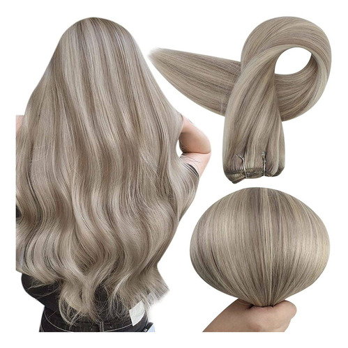 Extensiones Cabello Humano 1pz Gris Con Destellos 16in 105gr