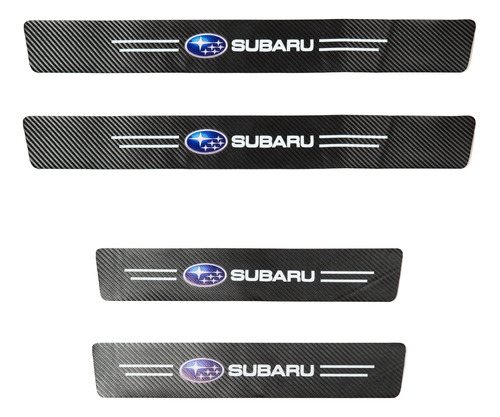 Juego Zócalos Protector Puerta Fibra Carbono Logo Subaru