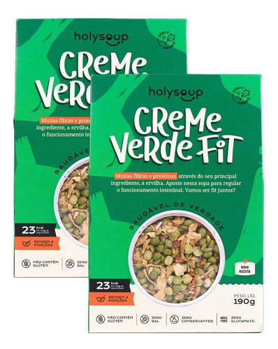 Kit 2x: Creme Verde Fit Sem Glúten Holysoup 190g