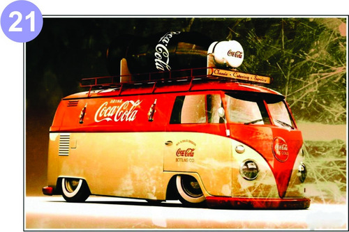 Kit De 5 Adesivos De Parede Retrô Kombi Carro Vintage Varios