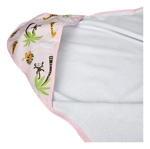Toalha De Banho Com Capuz Felpuda Para Bebê Enxoval Fralda Cor Safari Rosa