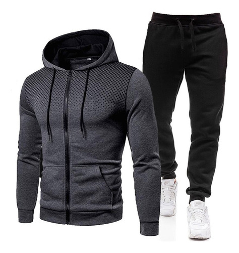 Sudadera Y Pantalones Casuales Con Cremallera For Hombre,