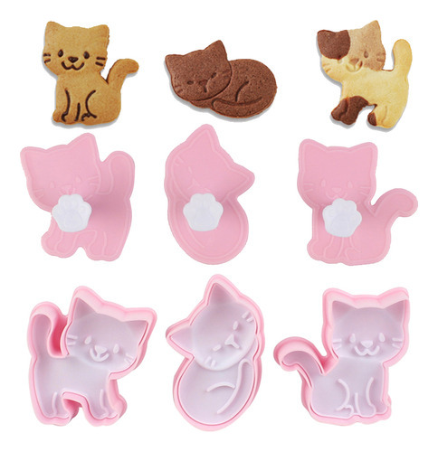 Juego De 3 Moldes Para Galletas Con Forma De Gato