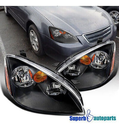 For 2002-2004 Nissan Altima Black Headlights Left+righ R Spa