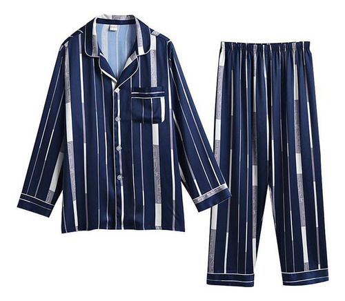 Pijama Tipo Seda Conjunto 2 Piezas Elegante Bolsillo