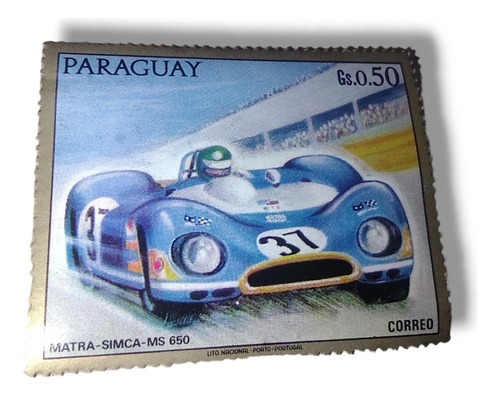 Sello Postal Estampilla Paraguay Auto Le Mans