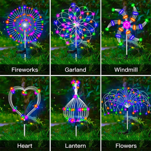 5 Luces Led Solares Tipo Estaca Para Fuegos Artificiales