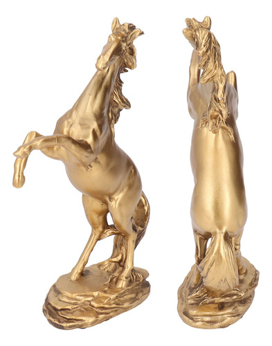 Estatua De Caballo, Material De Resina, Acabado Dorado, Deco