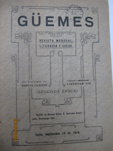 Guemes Revista Literaria Salta Benita Campos 1913-1920