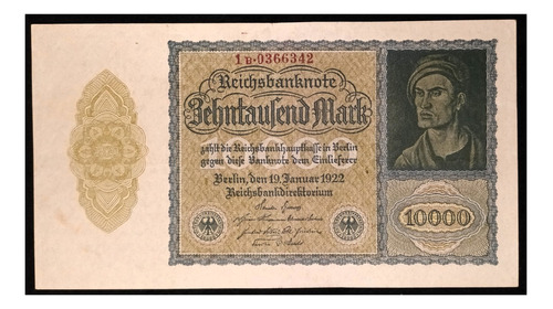 Alemania 10000 Marcos 1922 Exc Pick 72 Em. Privada 7 Cifras