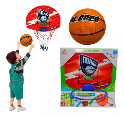 Magic Shot - Juego de mini canasta de baloncesto con pelota e inflador,  para niños (6 unidades)