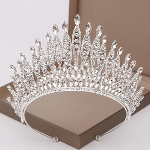 Corona Diadema Tiara Alta Metálica Miss Novia Shein