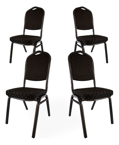 Set De 4 Sillas Fiesta Comedor Modernas Minimalistas Cocina Estructura De La Silla Negro Asiento Negro Diseño De La Tela Puntos