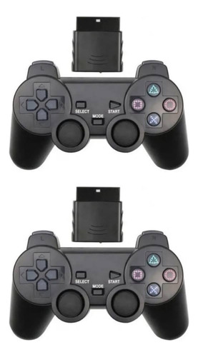 Kit C/ 2 Controles Sem Fio Para Playstation 2 Ps2 Ps1 Manete