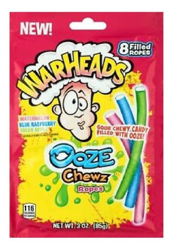 Dulces Warheads Ooze Chewz Ropes 85 Gr